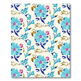 Vibrant Blue Floral Persian Script Area Rug