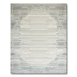 Grey Geometric Stepped Border Area Rug