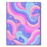 Kawaii Dolphin Wavy Rainbow Kids Area Rug