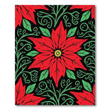 Floral Vintage Red Red Poinsettia Floral Area Rug
