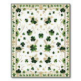 Green Shamrock Clover Area Rug with Gold Border