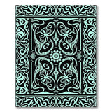Teal Black Ornate Persian Medallion Rug