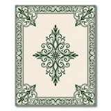 Border Ornate Green Floral Border Area Rug