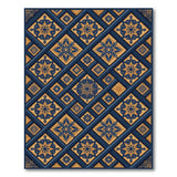 Navy Blue and Gold Persian Trellis Area Rug