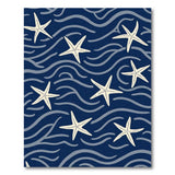 ODIKA Washable Starfish Coastal Area Rug - Navy Blue & Cream Low Pile Non-Slip