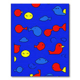 Playful Pixel Fish Birds Suns Kids Rug