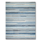 Blue and Teal Modern Blue Grey Striped Area Rug