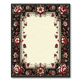 Vintage Red Peony Floral Border Area Rug
