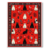 Whimsical Cats Red Persian Area Rug