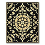 Opulent Black Gold Persian Medallion Rug