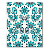 Teal Tribal Flower Area Rug