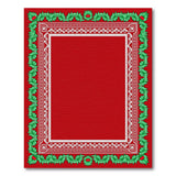 Red Holly Berry Geometric Border Rug