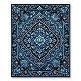 Blue and Teal Traditional Persian Navy Blue Persian Floral Medallion Rug