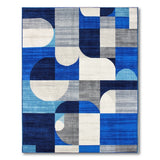 Blue and Teal Geometric Modern Blue Geometric Abstract Area Rug