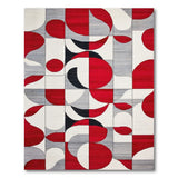 Bold Red Oval Geometric Modern Area Rug