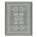Intricate Black White Heritage Tribal Black and White Area Rug
