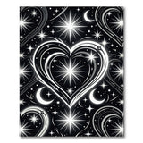 Black White Heart Star Area Rug