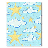Whimsical Yellow Stars Clouds Kids Area Rug