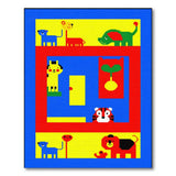 Playful Pixel Zoo Kids Cartoon Rug