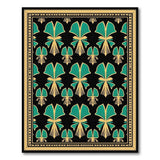 Teal Gold Art Deco Fan Motif Area Rug
