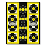 Vinyl Records Yellow Black Geometric Area Rug