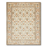 Ivory Floral Persian Area Rug with Tan Borders