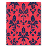 Vibrant Red Navy Damask Floral Area Rug