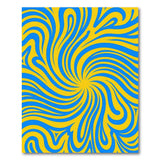 Swirling Blue Yellow Abstract Area Rug