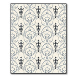 Vintage Damask Area Rug Black Grey on Cream