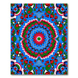 Vibrant Blue Red Floral Medallion Rug