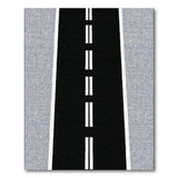 Black White Highway Dash Line Rug