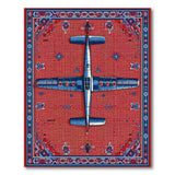 Red Persian Airplane Motif Area Rug