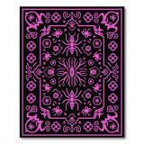 Pink Persian Floral Insect Motif Area Rug