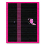Pink Cosmic Abstract Area Rug with Moon Saturn