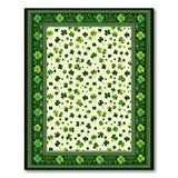 Lucky Shamrock Scatter Green Border Area Rug