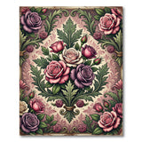 Ornate Purple Rose Bouquet Floral Vintage Rug