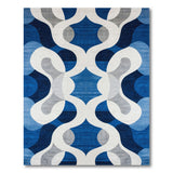ODIKA Washable Blue Geometric Area Rug - Modern Low Pile Non-Slip Rug for Living Room & Bedroom