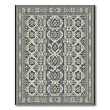 Navy Blue Grey Heritage Tribal Area Rug