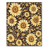 ODIKA Sunflower Floral Washable Area Rug, Low Pile Non-Slip Pet & Kid Friendly Carpet
