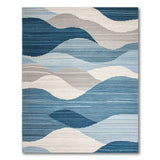 Blue and Teal Serene Blue Wave Abstract Area Rug