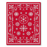 Festive Red Snowflake Holly Area Rug