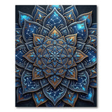 Celestial Blue Mandala Area Rug with Constellations