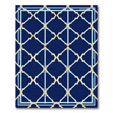 Navy Blue and Teal Navy Blue Geometric Trellis Area Rug
