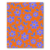Vibrant Purple Flowers on Orange Area Rug