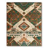 Teal Rust Geometric Southwestern Area Rug