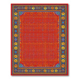 Red Persian Area Rug with Ornate Multi-Color Borders