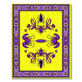 Purple Scorpion Lobster Motif Yellow Area Rug