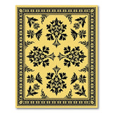 Ornate Black Floral on Yellow Vintage Area Rug