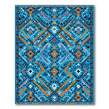 Vibrant Blue Teal Southwestern Geometric Rug