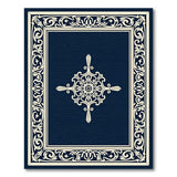 Navy Blue Ornate Medallion Area Rug
